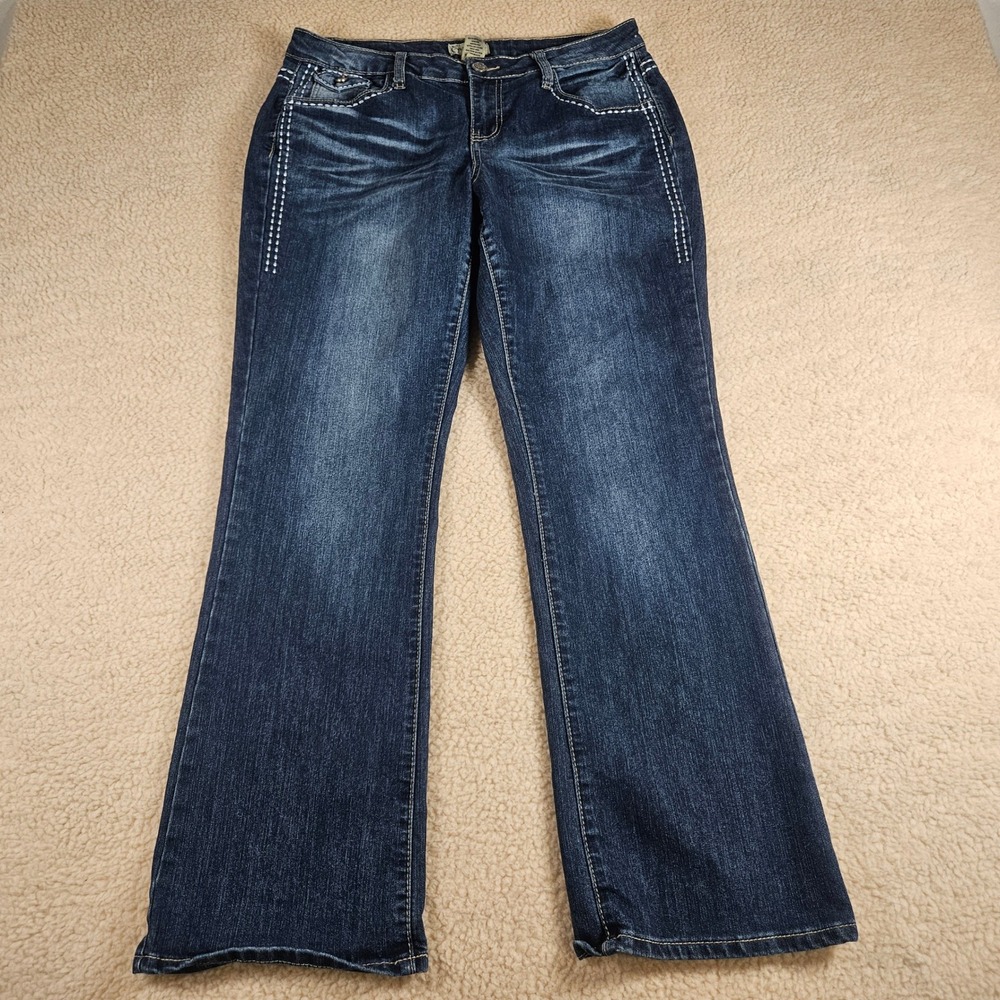 Earl Jean Bootcut Jeans Womens 12P Blue Studded Contrast Stitch Western Y2K